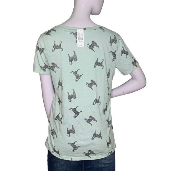 Nolie Pacsun NWT Top Tribal Huskies Print Short Sleeve Mint Green Size L - Picture 5 of 12